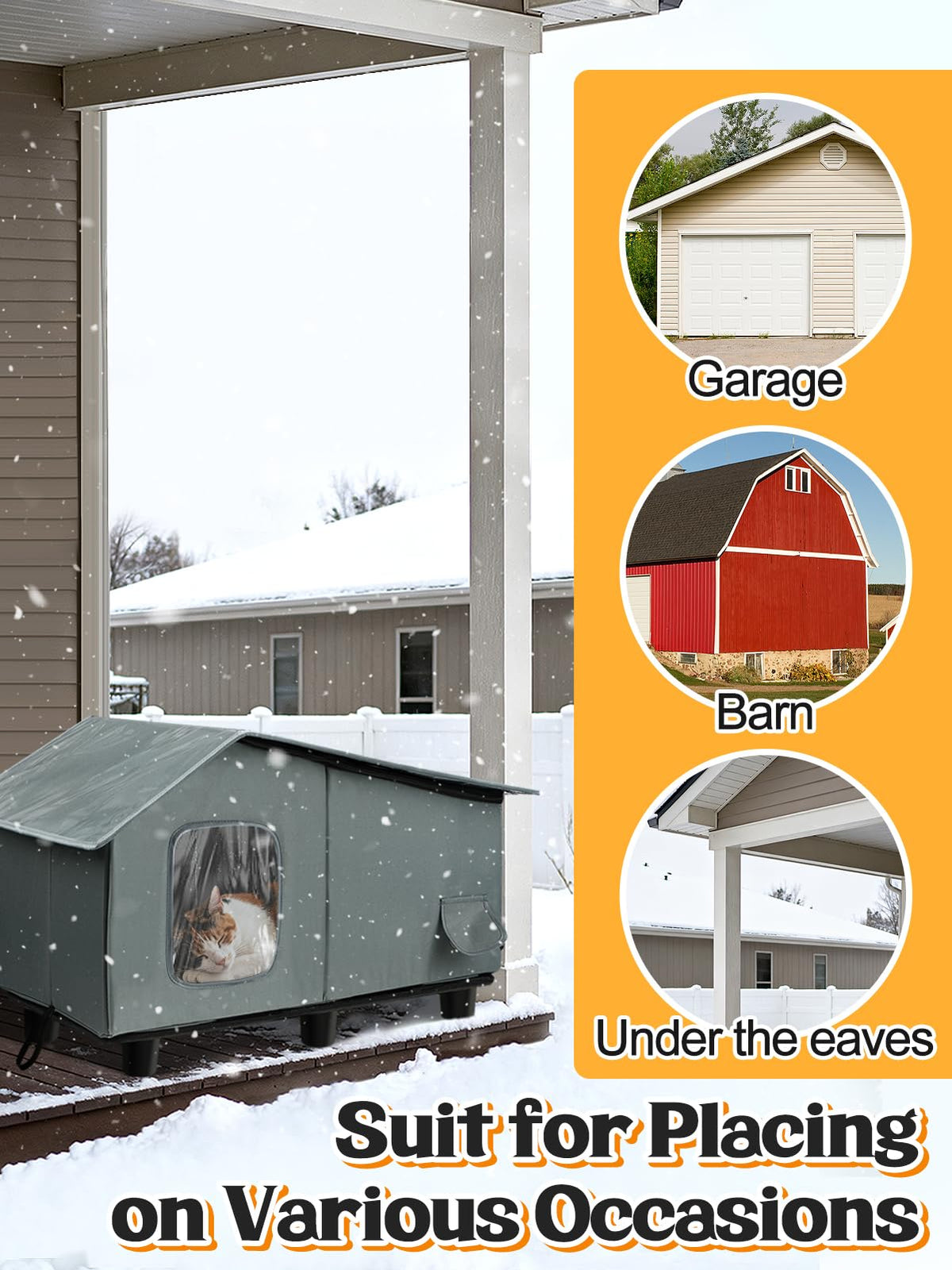 Heated Outdoor Cat House with Escape Door B80932