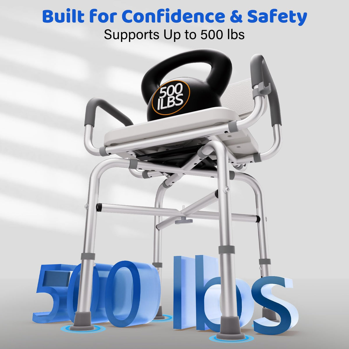 360° Swivel Shower Chair with Arms and Back, Adjustable Non-Slip Q688171