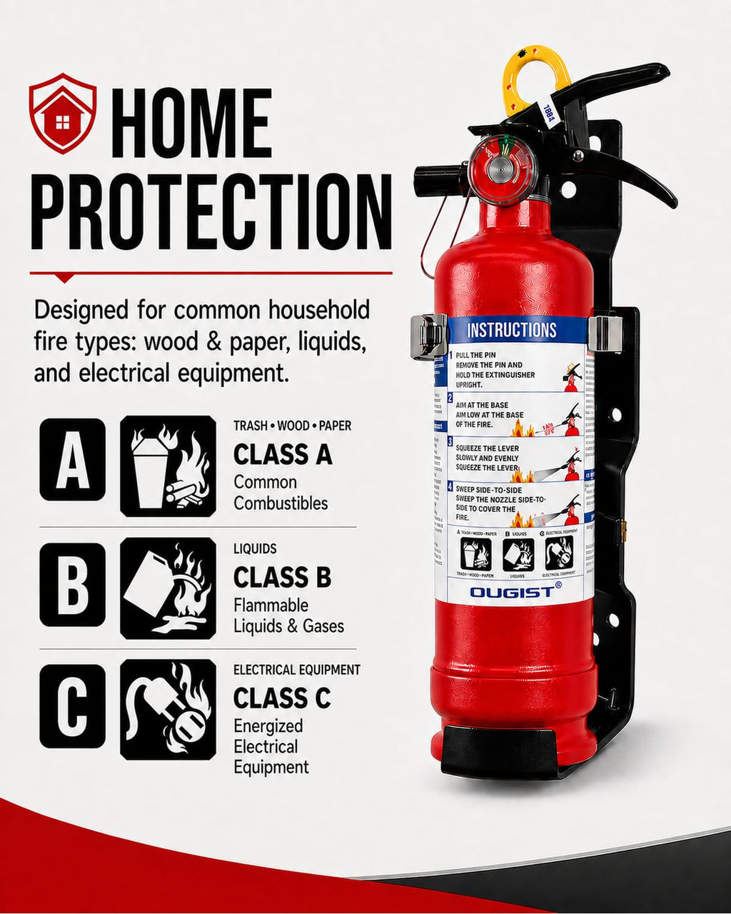 2.5 lb ABC Dry Chemical Fire Extinguisher with Wall Mount C5585