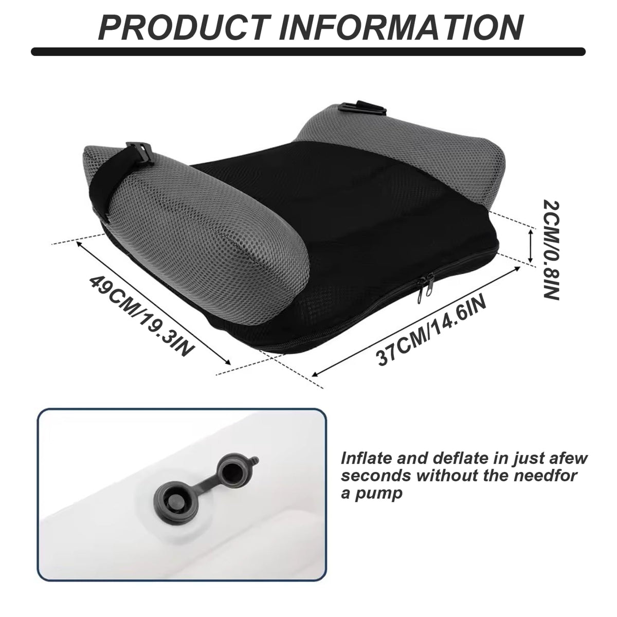 Inflatable Backless Booster Seat with Buckle & Carry Bag J707