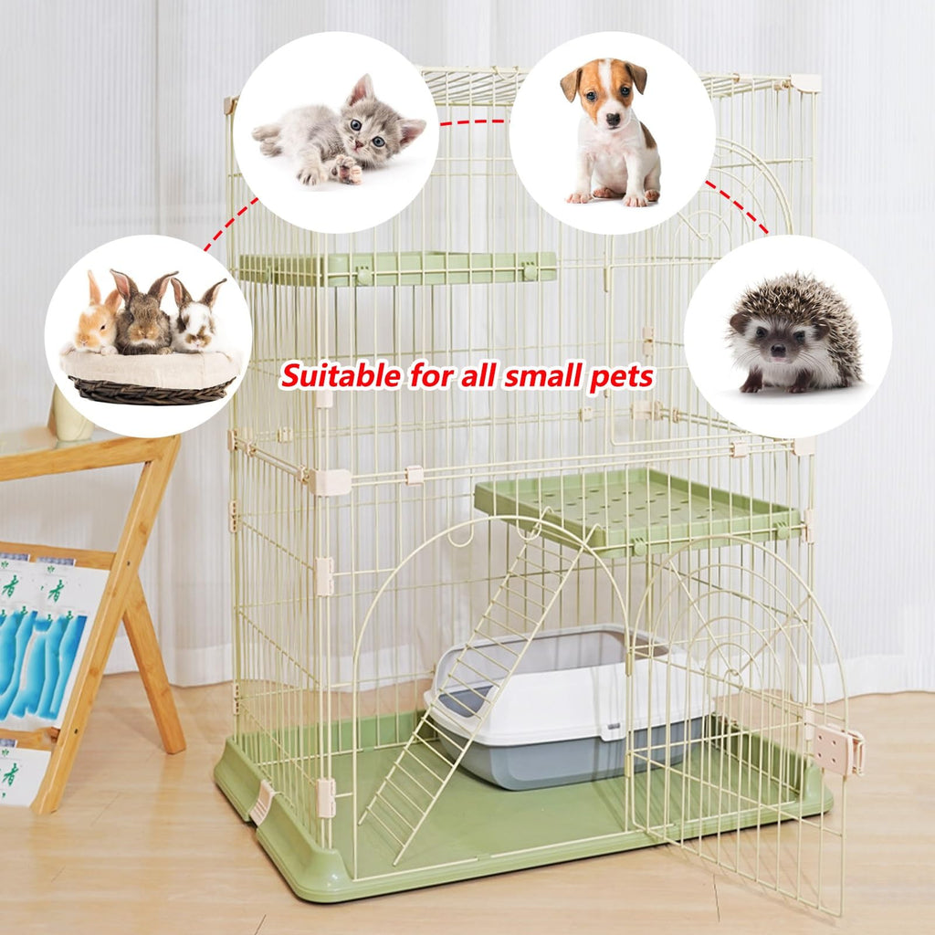 3/4-Tier Wire Cat Cage Playpen Kennel with Hammock V879510