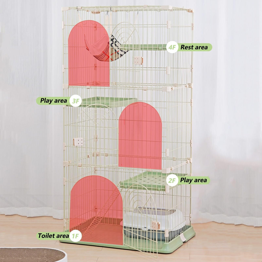 3/4-Tier Wire Cat Cage Playpen Kennel with Hammock V879510