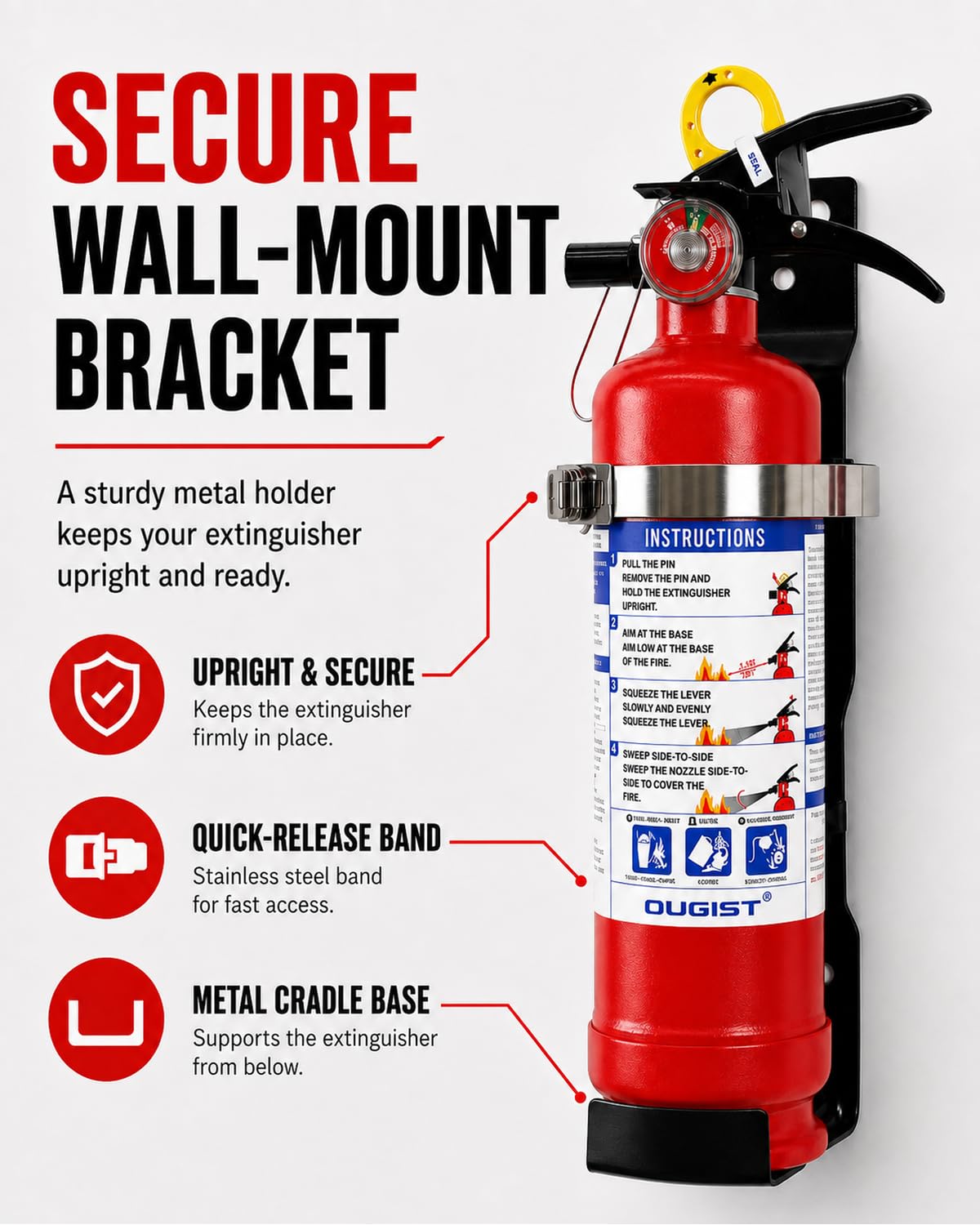 2.5 lb ABC Dry Chemical Fire Extinguisher with Wall Mount C5585