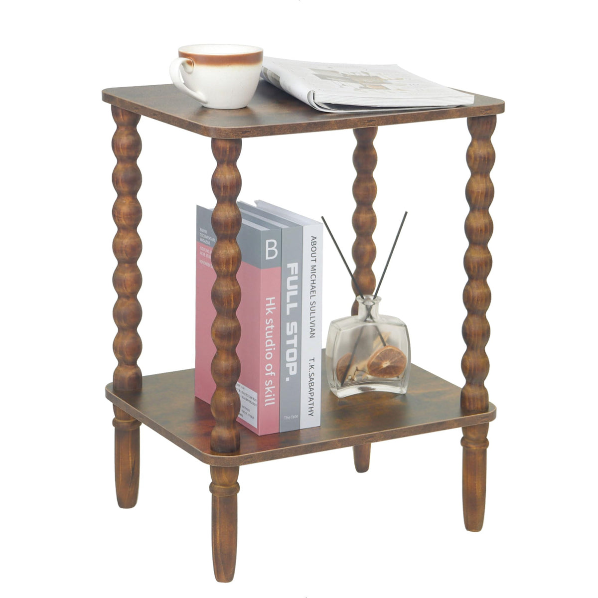 Side Table with 2-Tier Shelf E87347