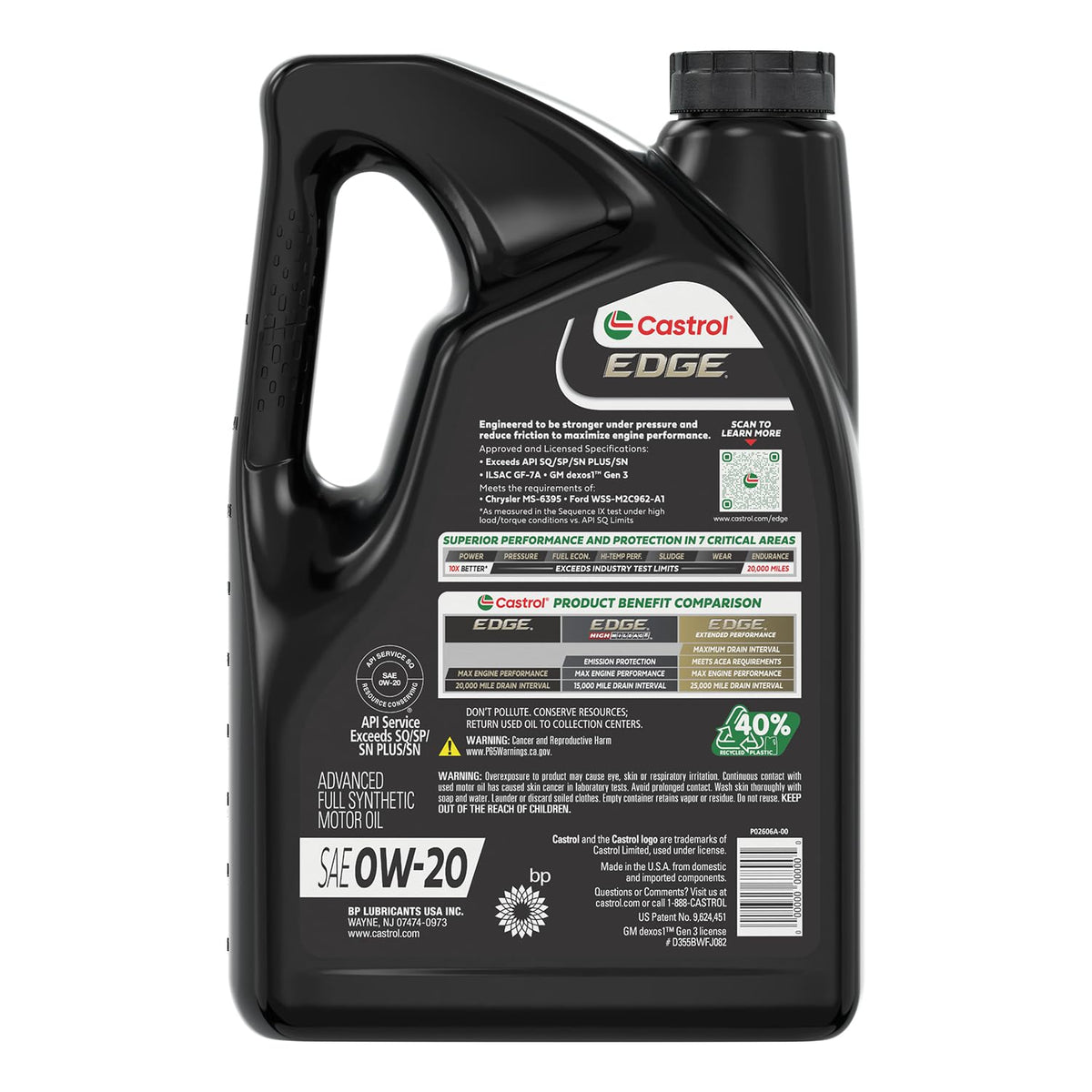 0W-20 Full Synthetic Motor Oil, 5 Quarts R918154