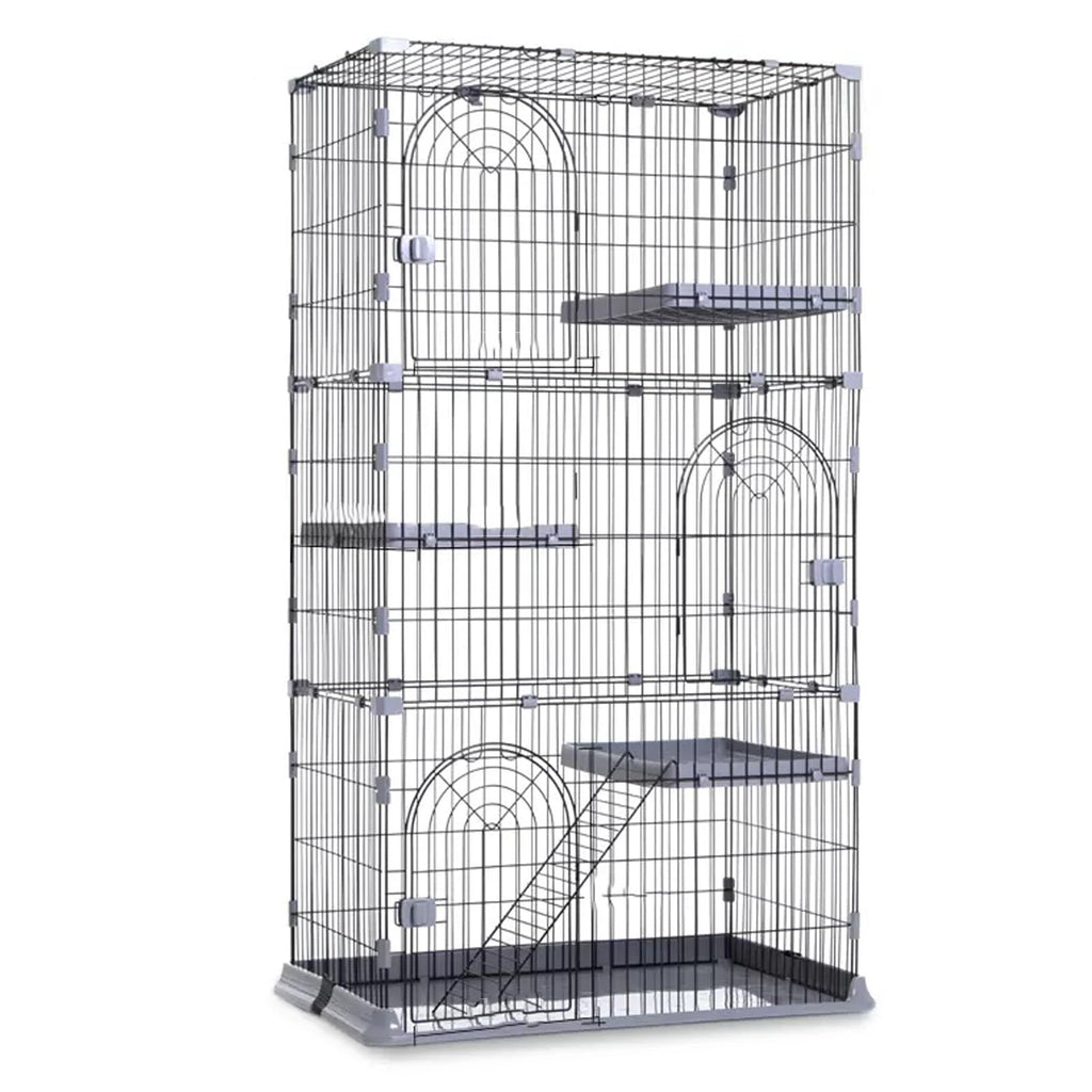 3/4-Tier Wire Cat Cage Playpen Kennel with Hammock V879510