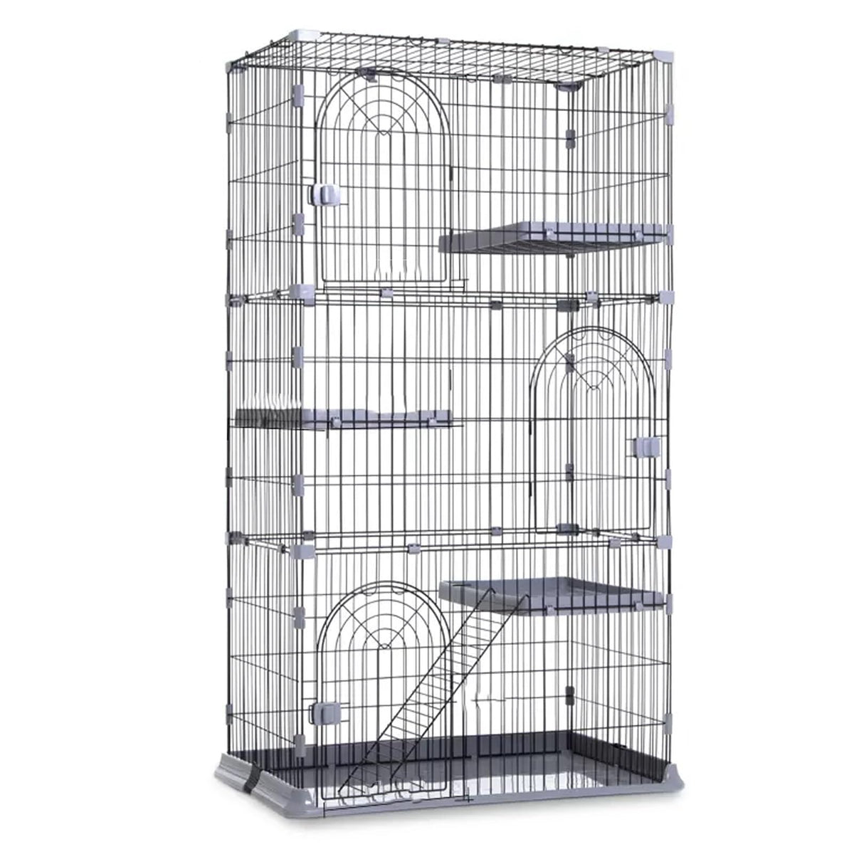 3/4-Tier Wire Cat Cage Playpen Kennel with Hammock V879510