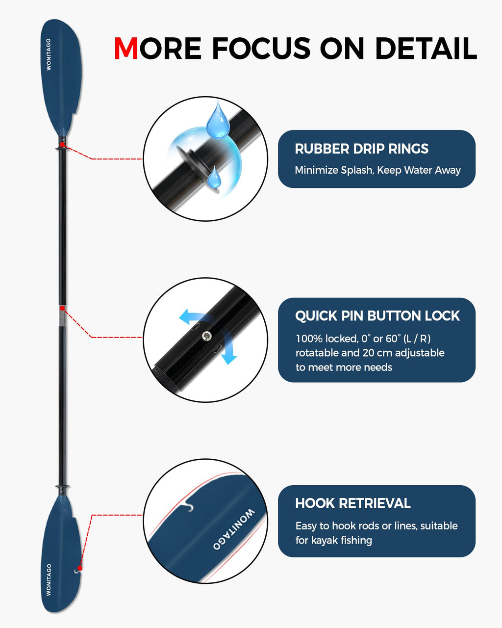 Adjustable Fiberglass Kayak Paddle H70252
