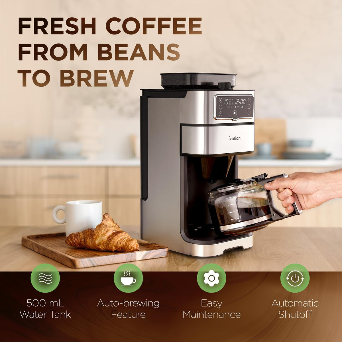 2-in-1 Drip Coffee Maker & Grinder L35627