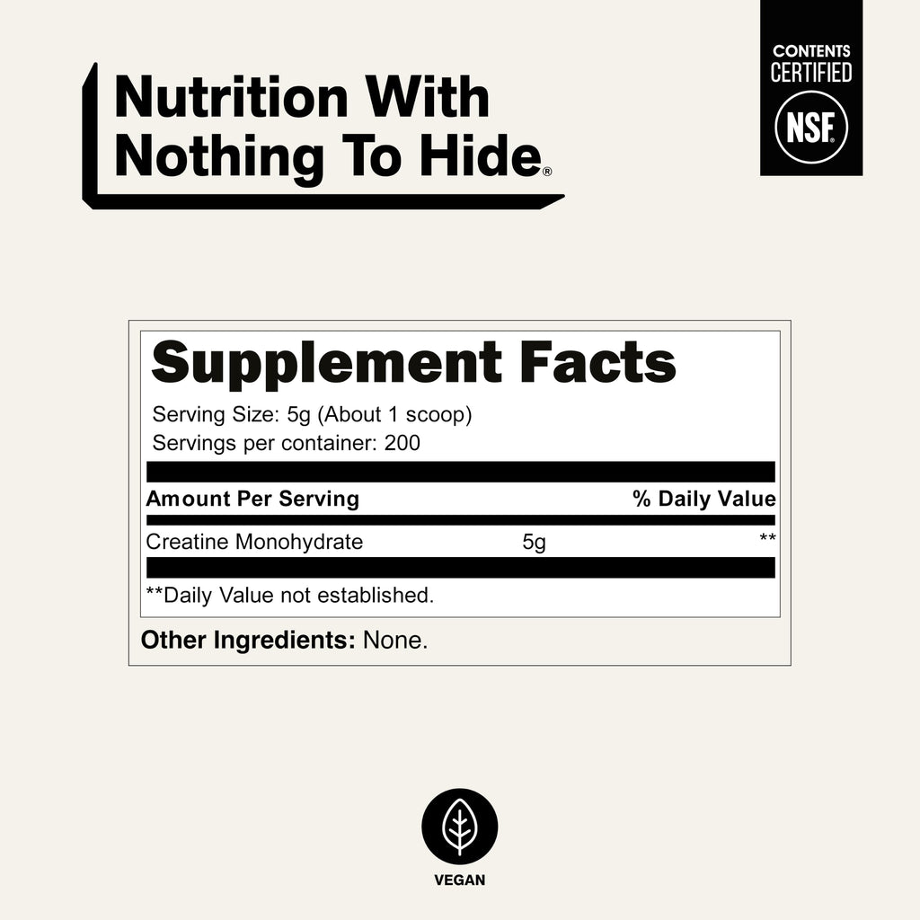 Micronized Creatine Monohydrate 1,000g Vegan Non-GMO P19339