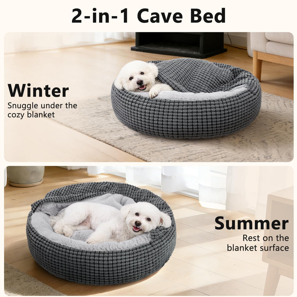 Small Dog Bed with Attached Blanket, 23inch E13748