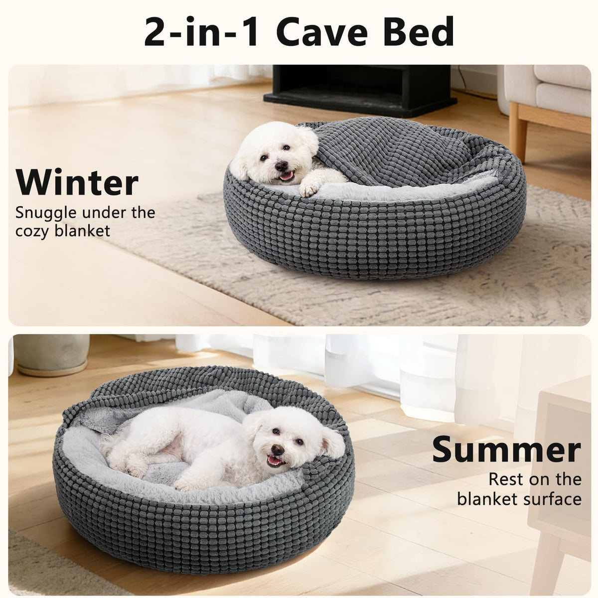 Small Dog Bed with Attached Blanket, 23inch E13748