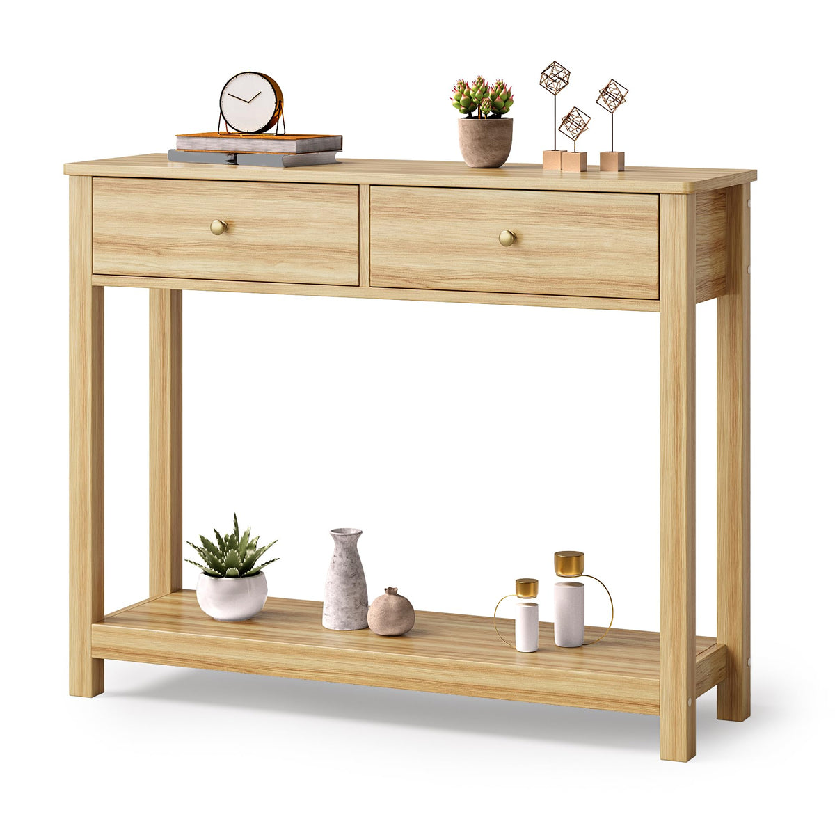 2 Drawer Oak Console Table X8922