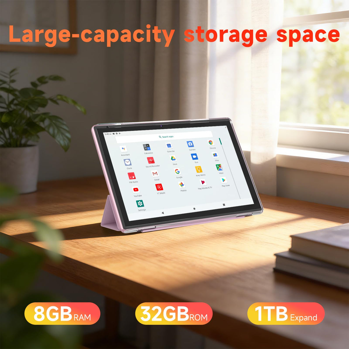 10 Inch Android Tablet, 8GB RAM 32GB Storage, HD IPS Display, 6000mAh Battery, with Case & Stylus Pen F426