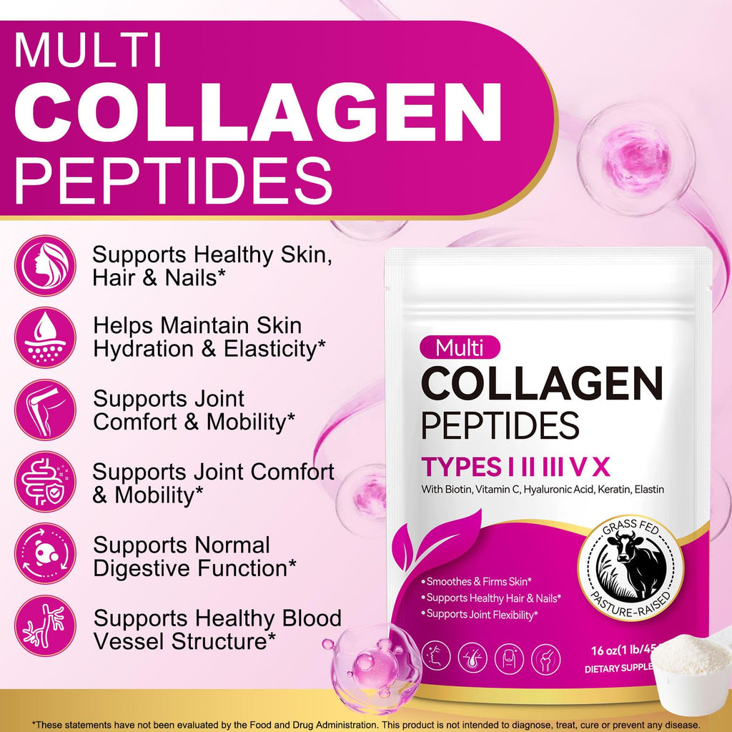 Unflavored Hydrolyzed Collagen Peptides Powder 16 OZ B501