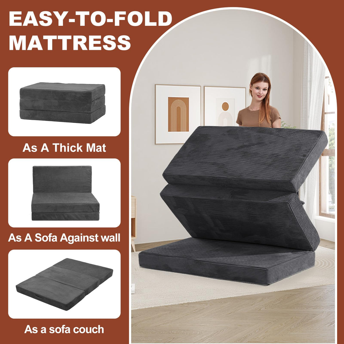 6-Inch Tri-Fold Foldable Mattress C28562