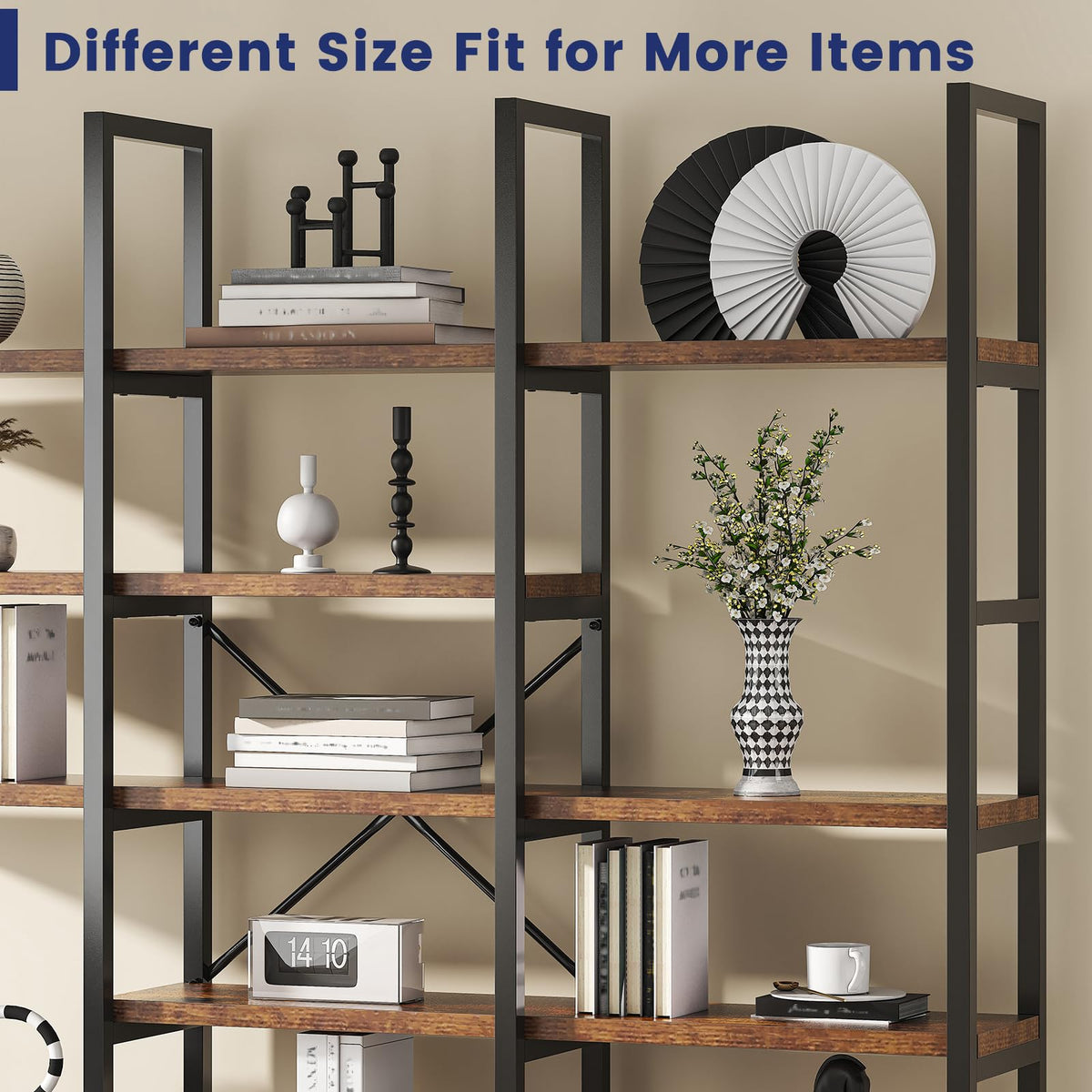 5 Tier Rustic Brown Bookshelf W512