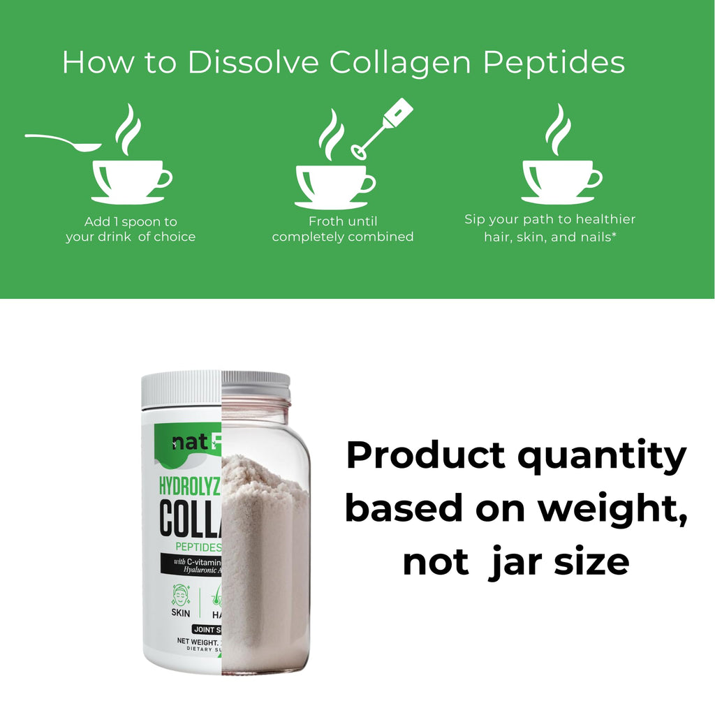 Hydrolyzed Bovine Collagen Peptides Powder with Vitamin C, Hyaluronic Acid, Zinc & B3 H524358