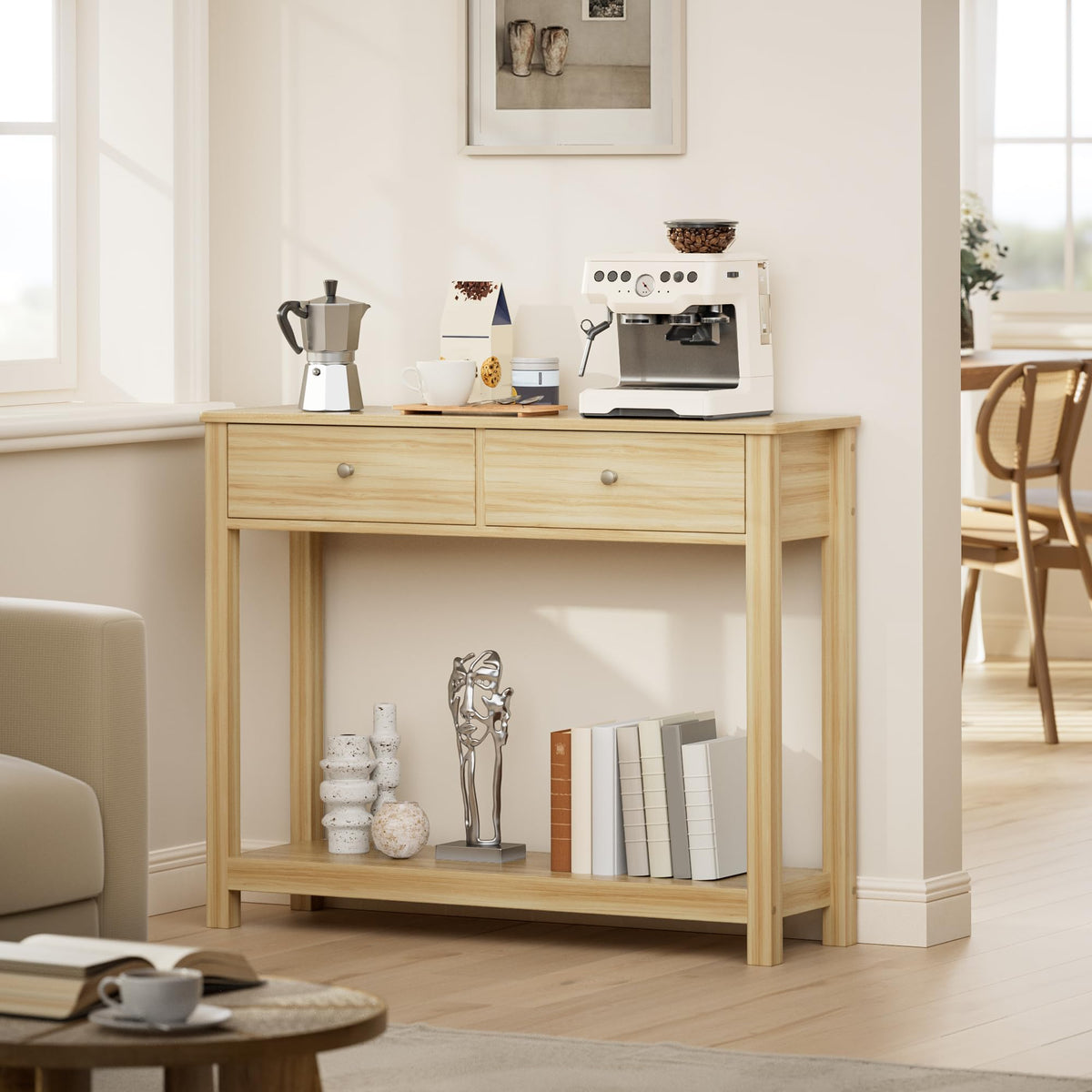 2 Drawer Oak Console Table X8922