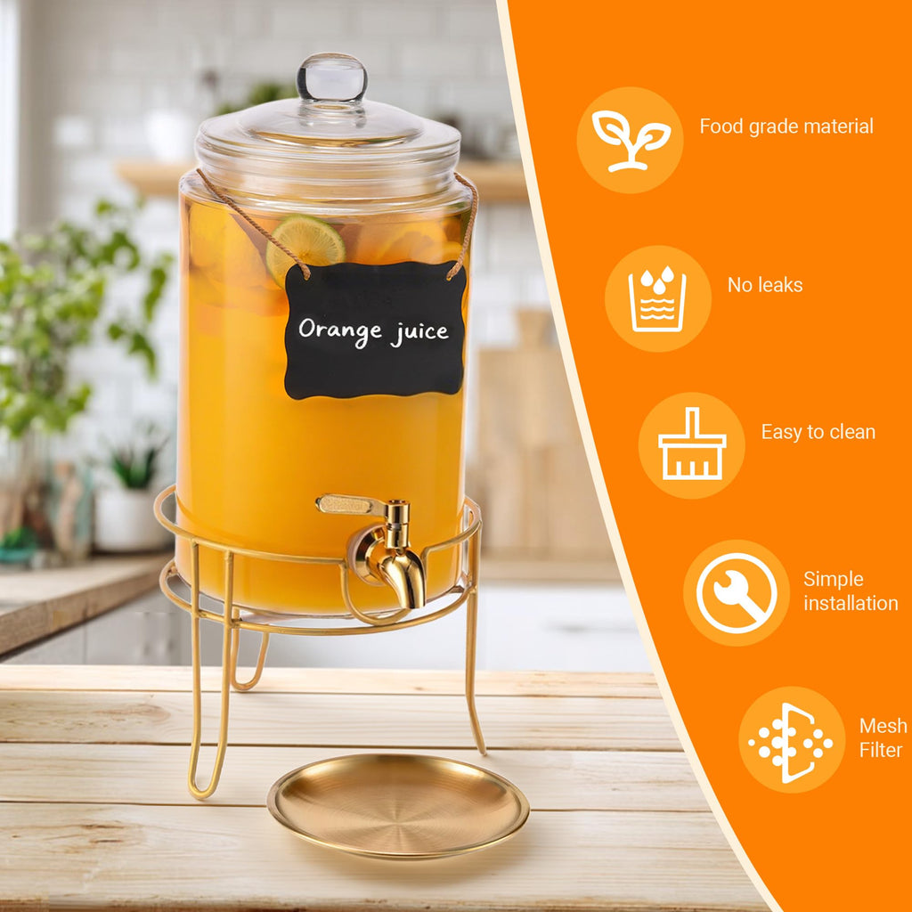 1 Gallon Glass Drink Dispenser with Stand P564