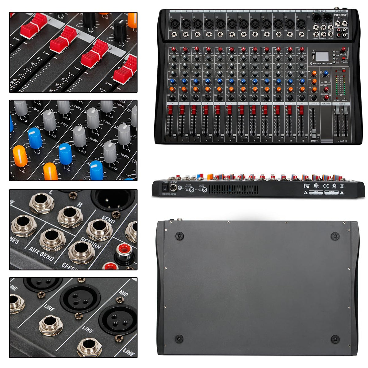 12 Channel Black USB Audio Mixer P169