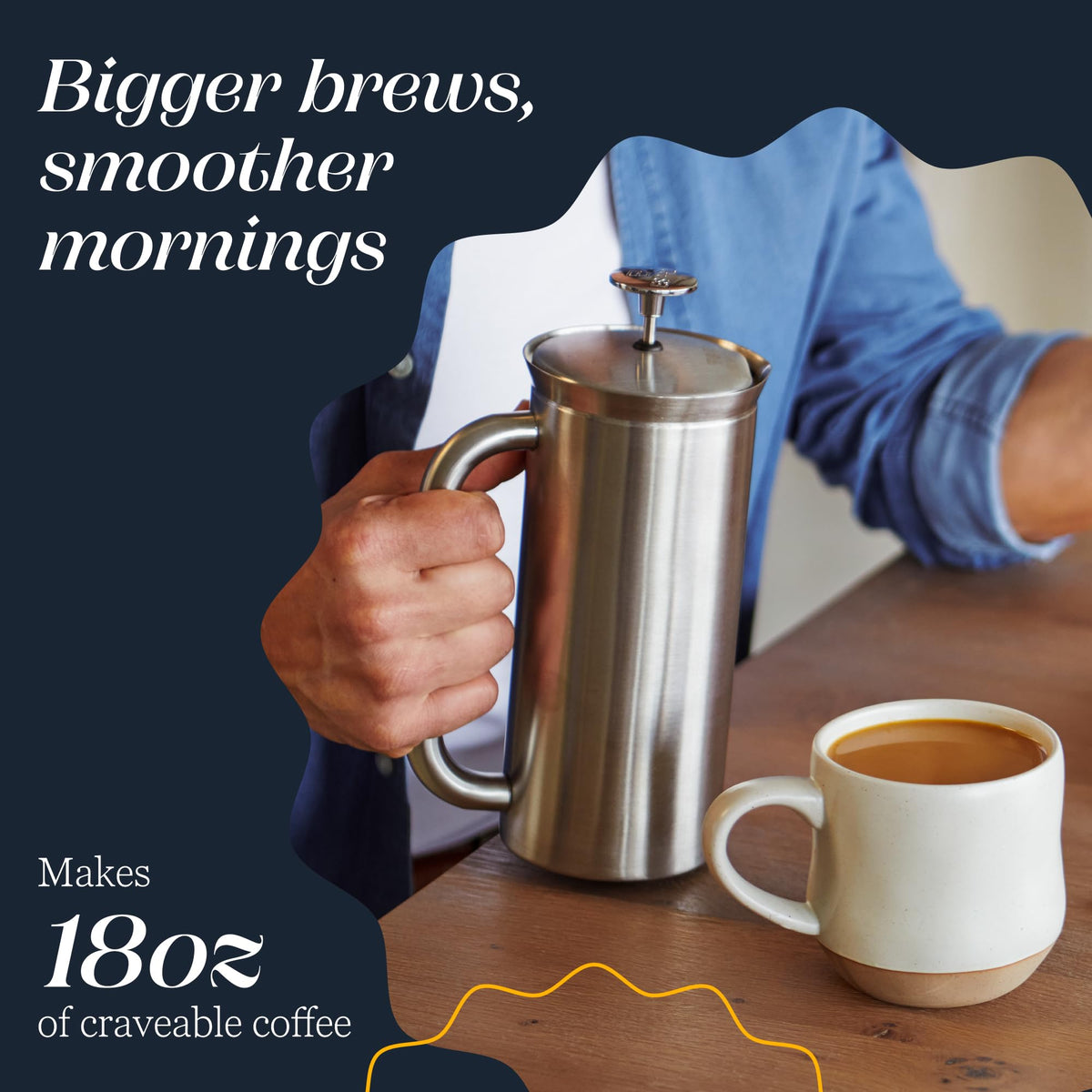 18oz Brushed Stainless Steel French Press R95670