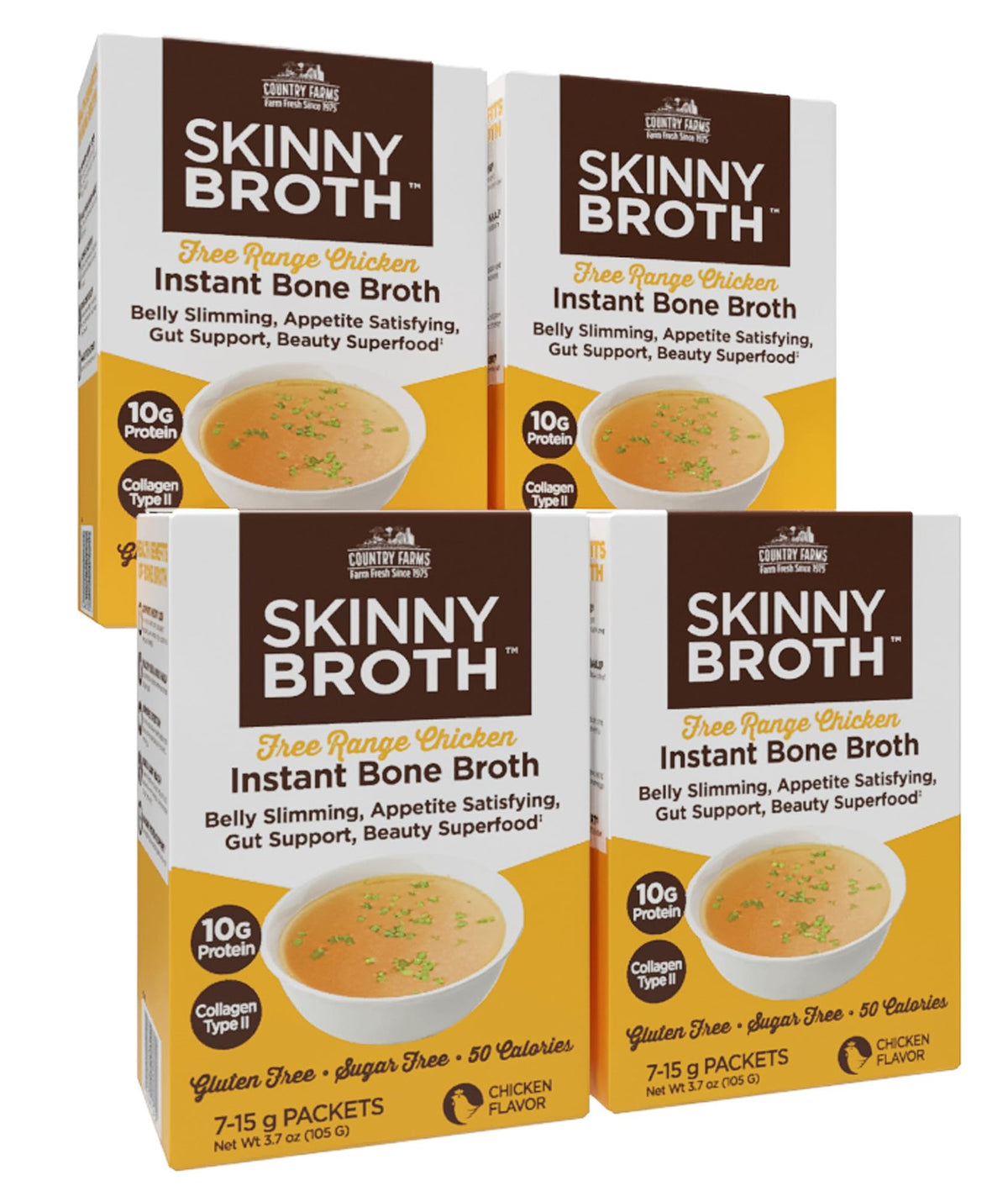 Instant Chicken Bone Broth 10G Protein Collagen Type II 4 Pack C3167
