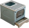 Foldable Top Entry Cat Litter Box with Lid and Scoop D488428