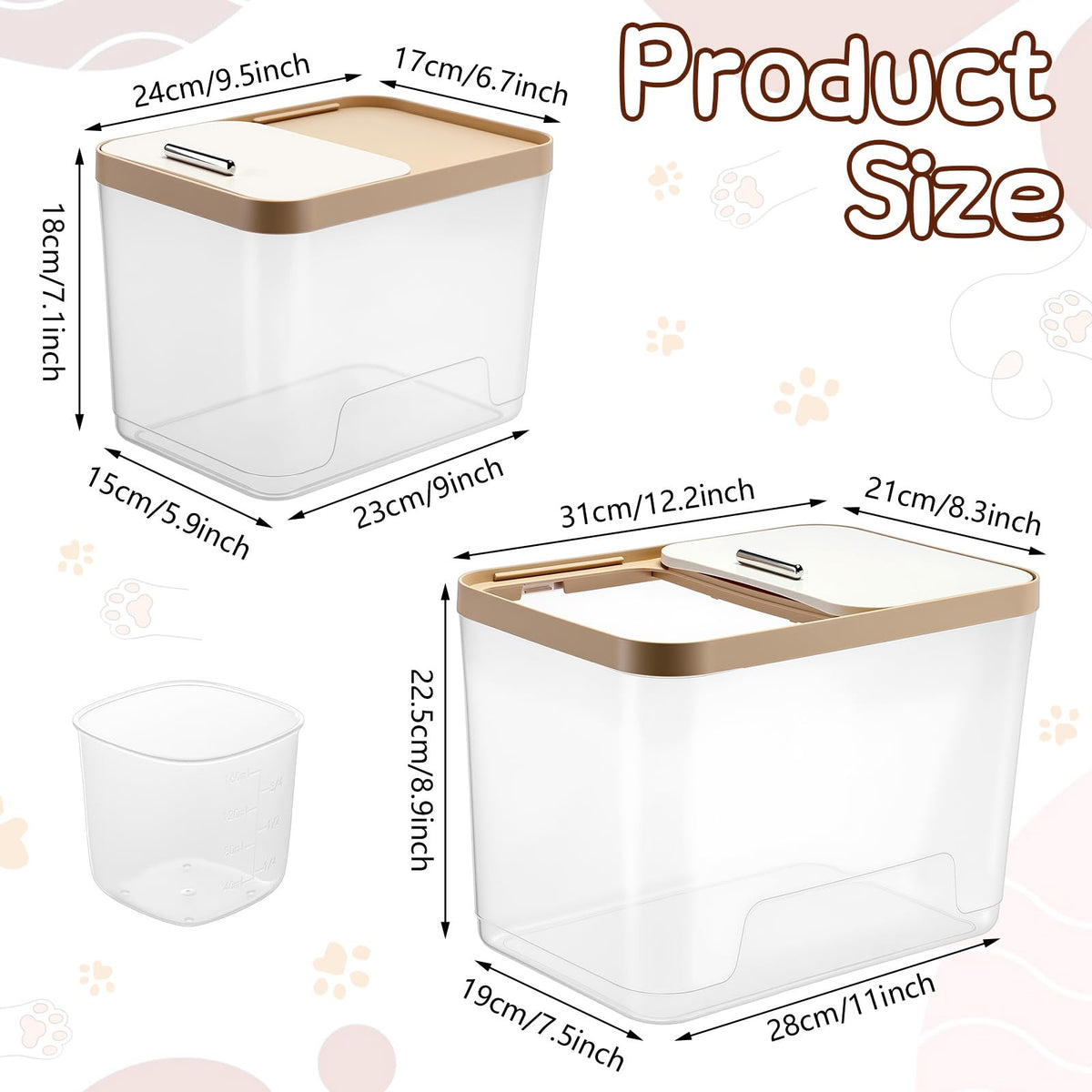 4 Pcs Clear Dog Food Storage Containers L735753