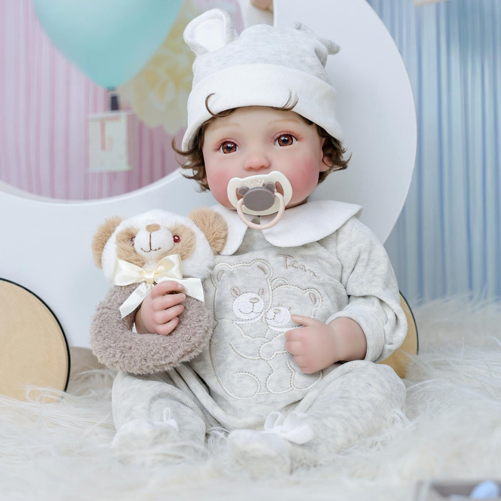 20-Inch Realistic Reborn Baby Doll with Hand-Rooted Hair Y4629