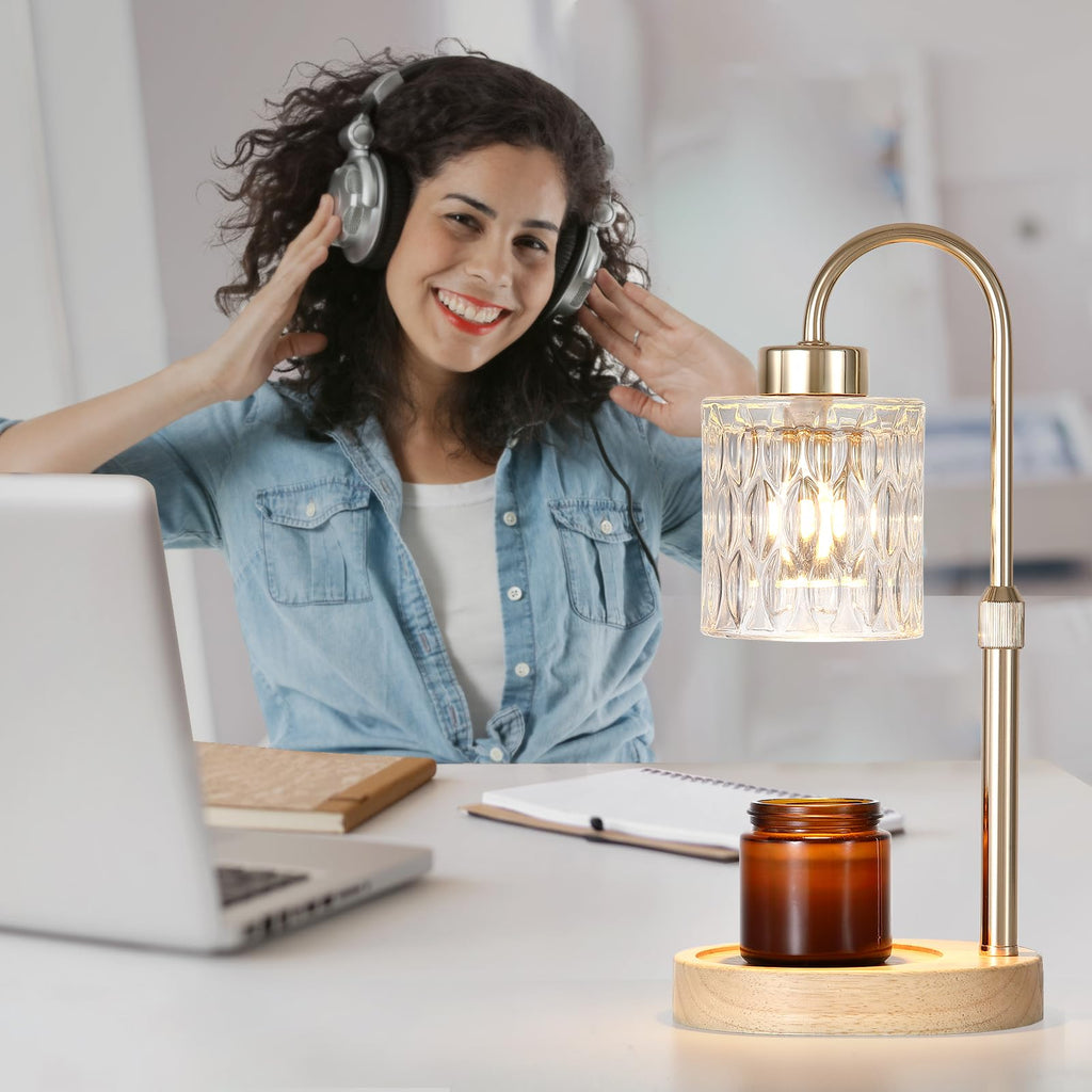 Gold Candle Warmer Lamp with Dimmer and Timer W475902