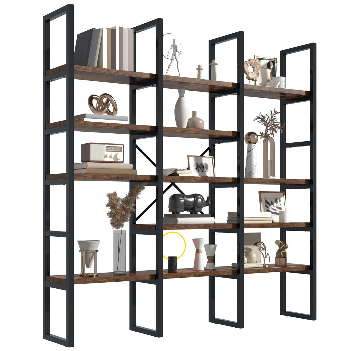 5 Tier Rustic Brown Bookshelf W512