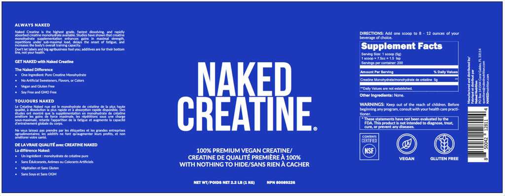 Micronized Creatine Monohydrate 1,000g Vegan Non-GMO P19339