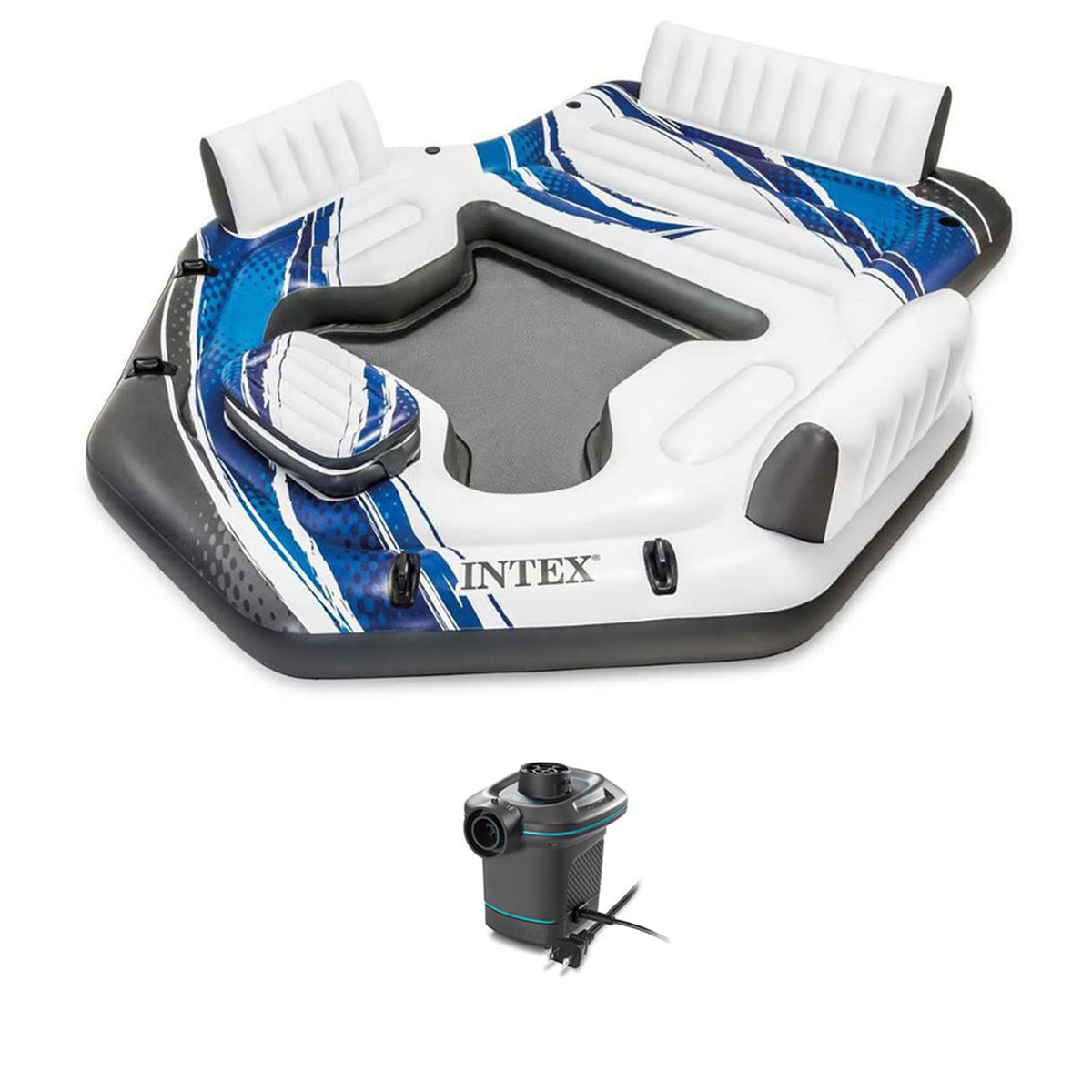 Blue 5-Person Floating with Electric Air Pump B34143