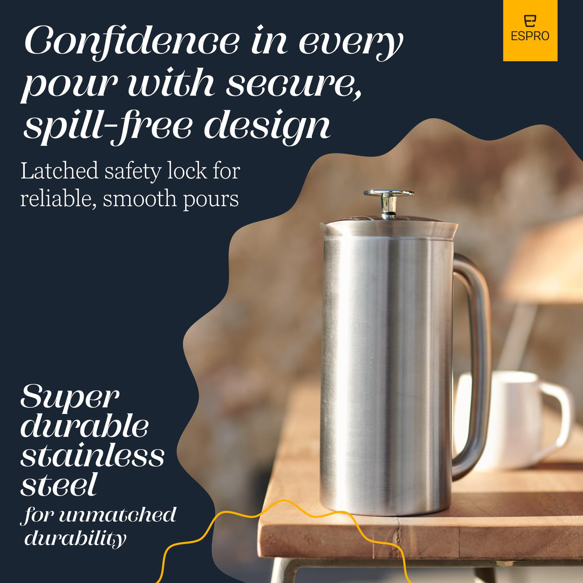 18oz Brushed Stainless Steel French Press R95670