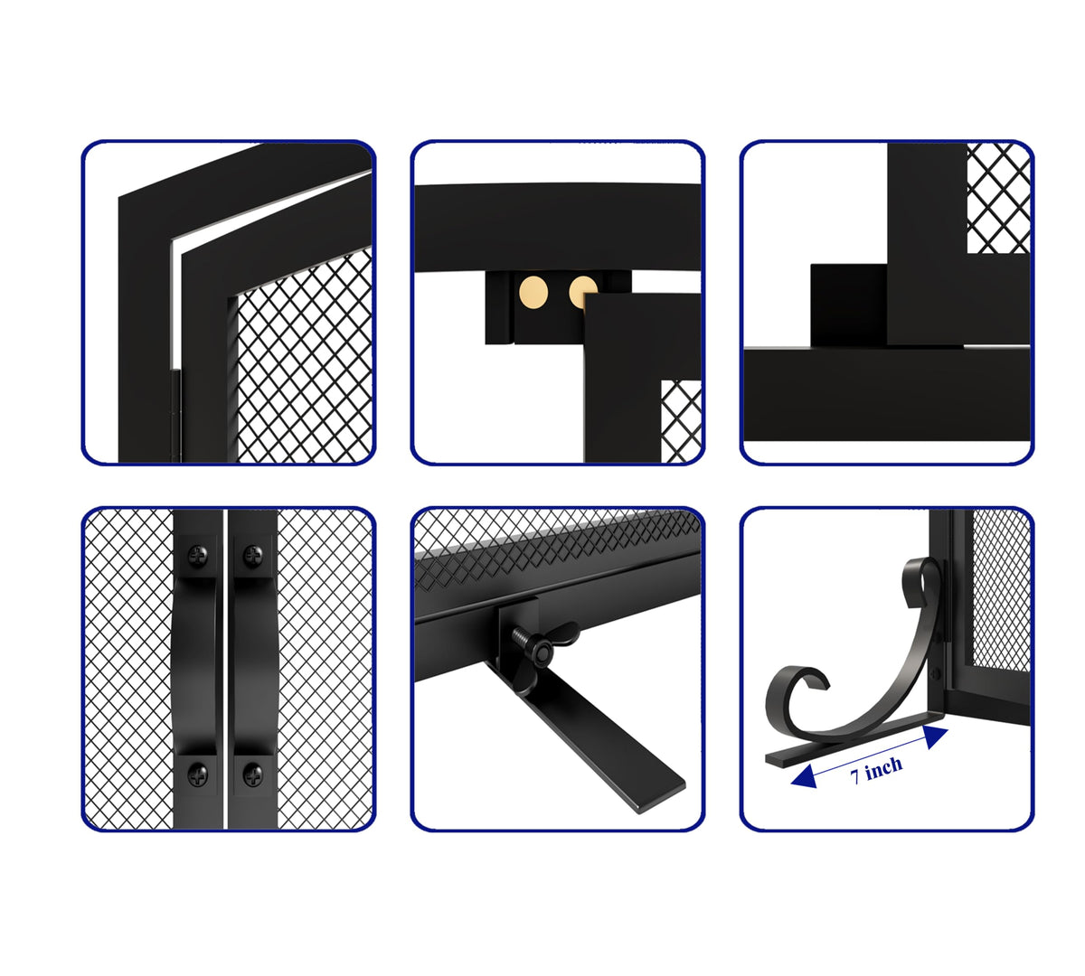 Arched Metal Fireplace Screen 2-Panel Spark Guard H90365