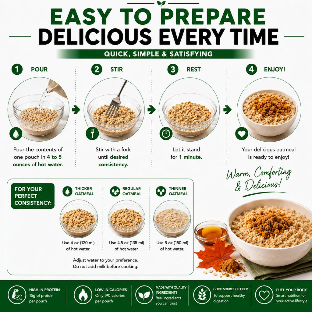 High Protein Instant Oatmeal Mix, 15g Protein, 7 Servings, Maple Brown Sugar M264