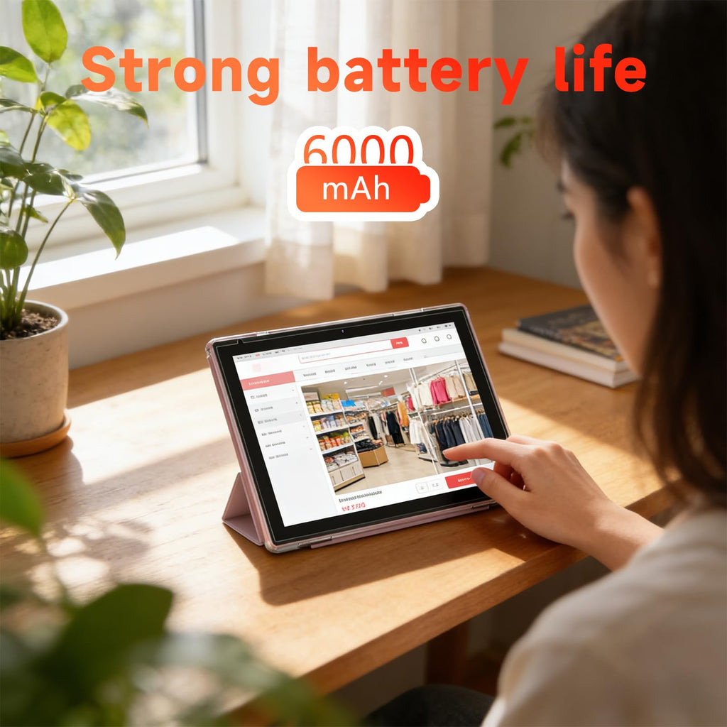 10 Inch Android Tablet, 8GB RAM 32GB Storage, HD IPS Display, 6000mAh Battery, with Case & Stylus Pen F426