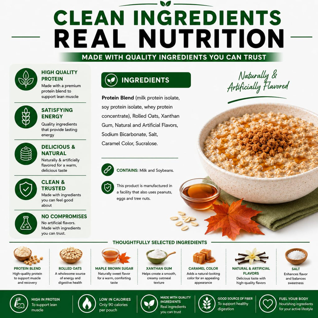 High Protein Instant Oatmeal Mix, 15g Protein, 7 Servings, Maple Brown Sugar M264