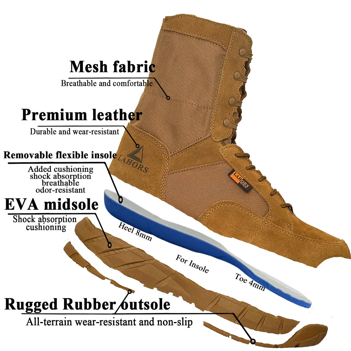 Coyote Brown Lace Up Tactical Boots X967