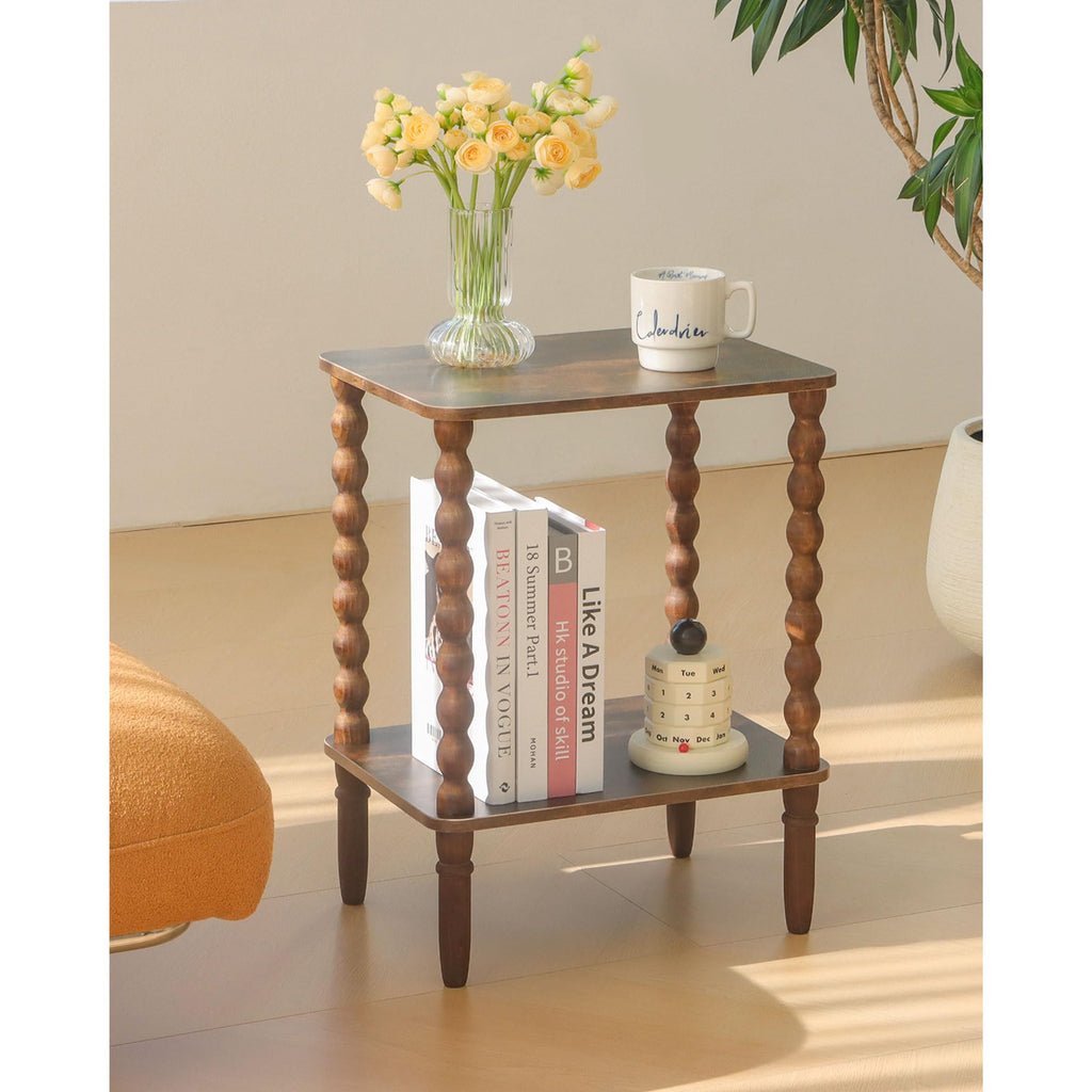 Side Table with 2-Tier Shelf E87347