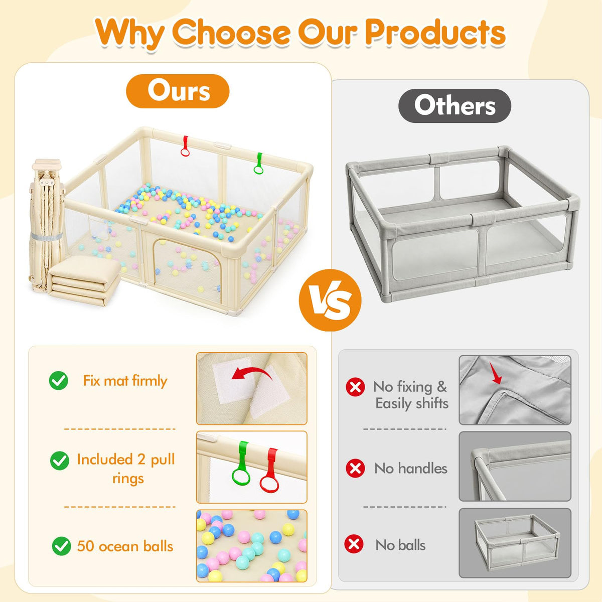 Foldable Baby Playpen with Mat K85612
