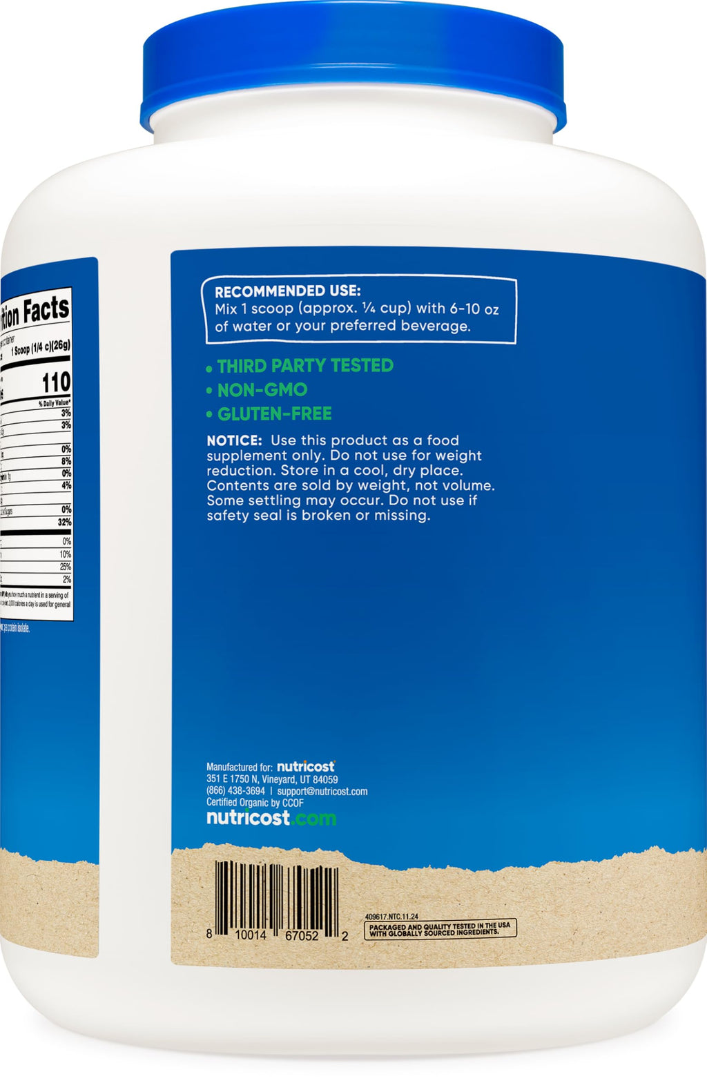 Organic Pea Protein Isolate Powder 5LBS N9908