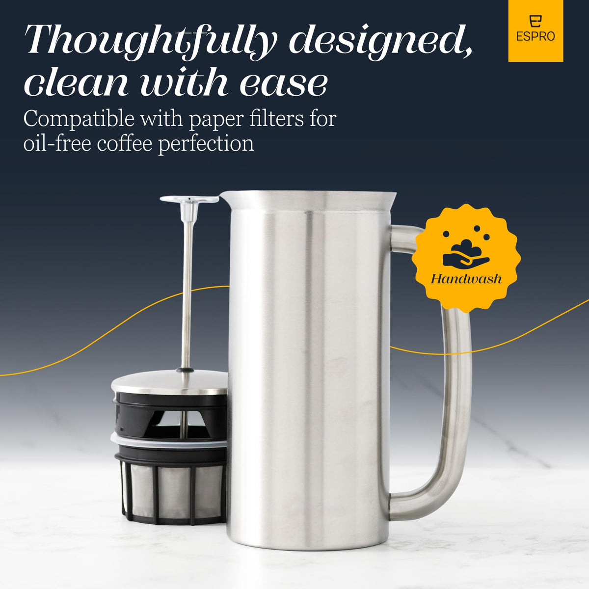 18oz Brushed Stainless Steel French Press R95670