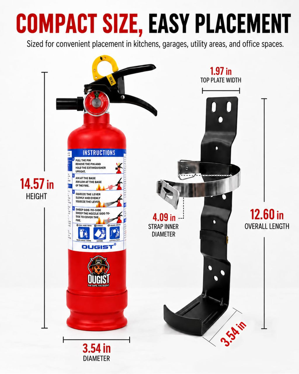 2.5 lb ABC Dry Chemical Fire Extinguisher with Wall Mount C5585