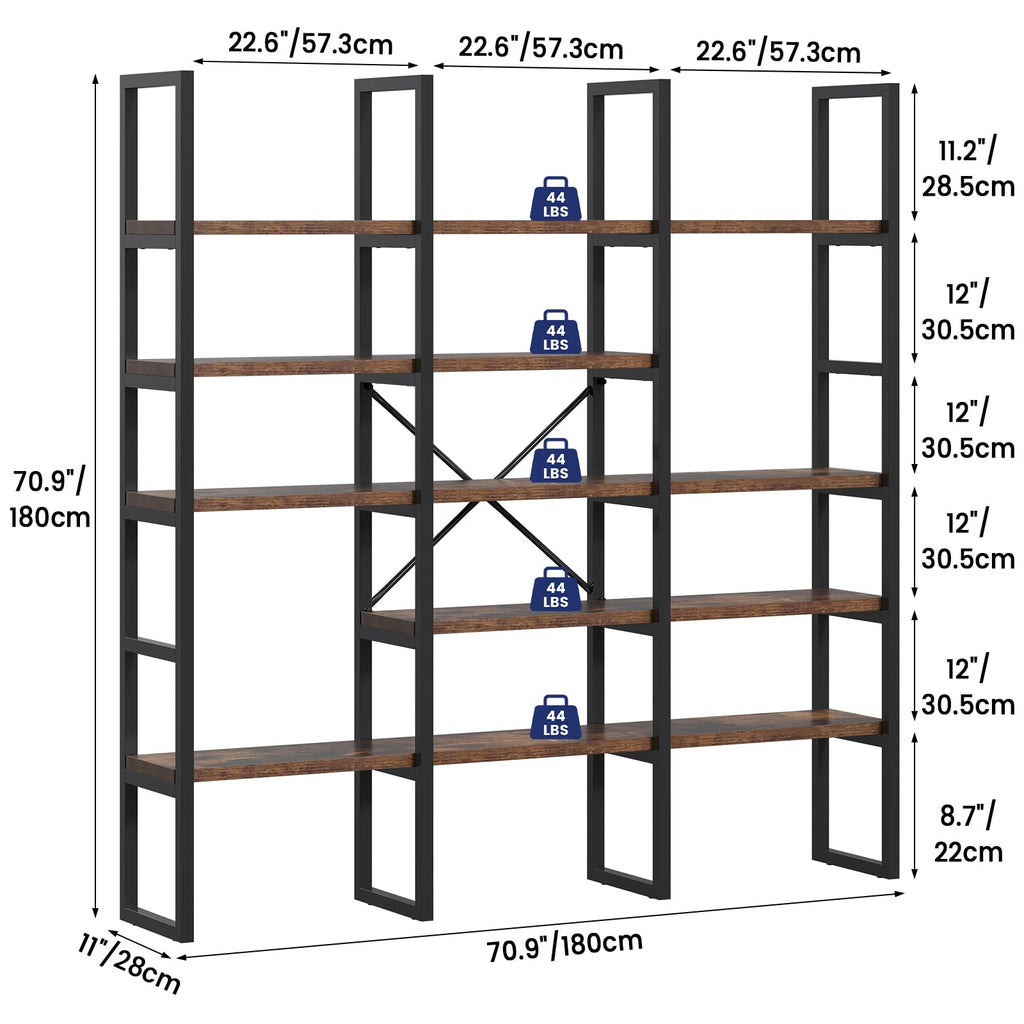 5 Tier Rustic Brown Bookshelf W512