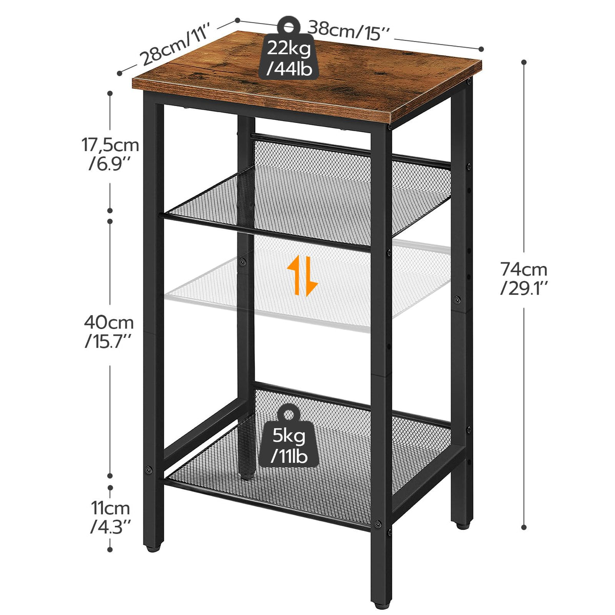 Tall 3-Tier Side Table E40776