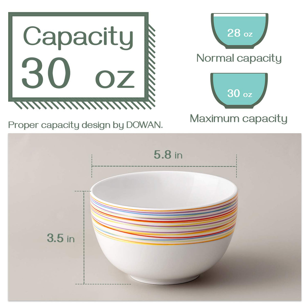5.8" 30 Ounces Ceramic Bowls Set of 4 J87721