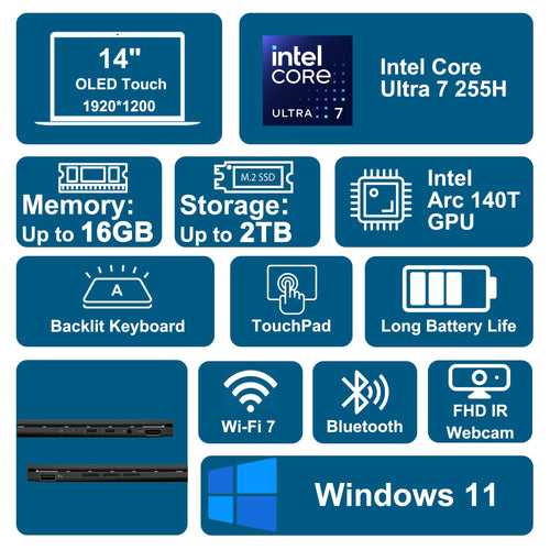 14" WUXGA OLED Touch Laptop 16GB RAM 512GB SSD G7801