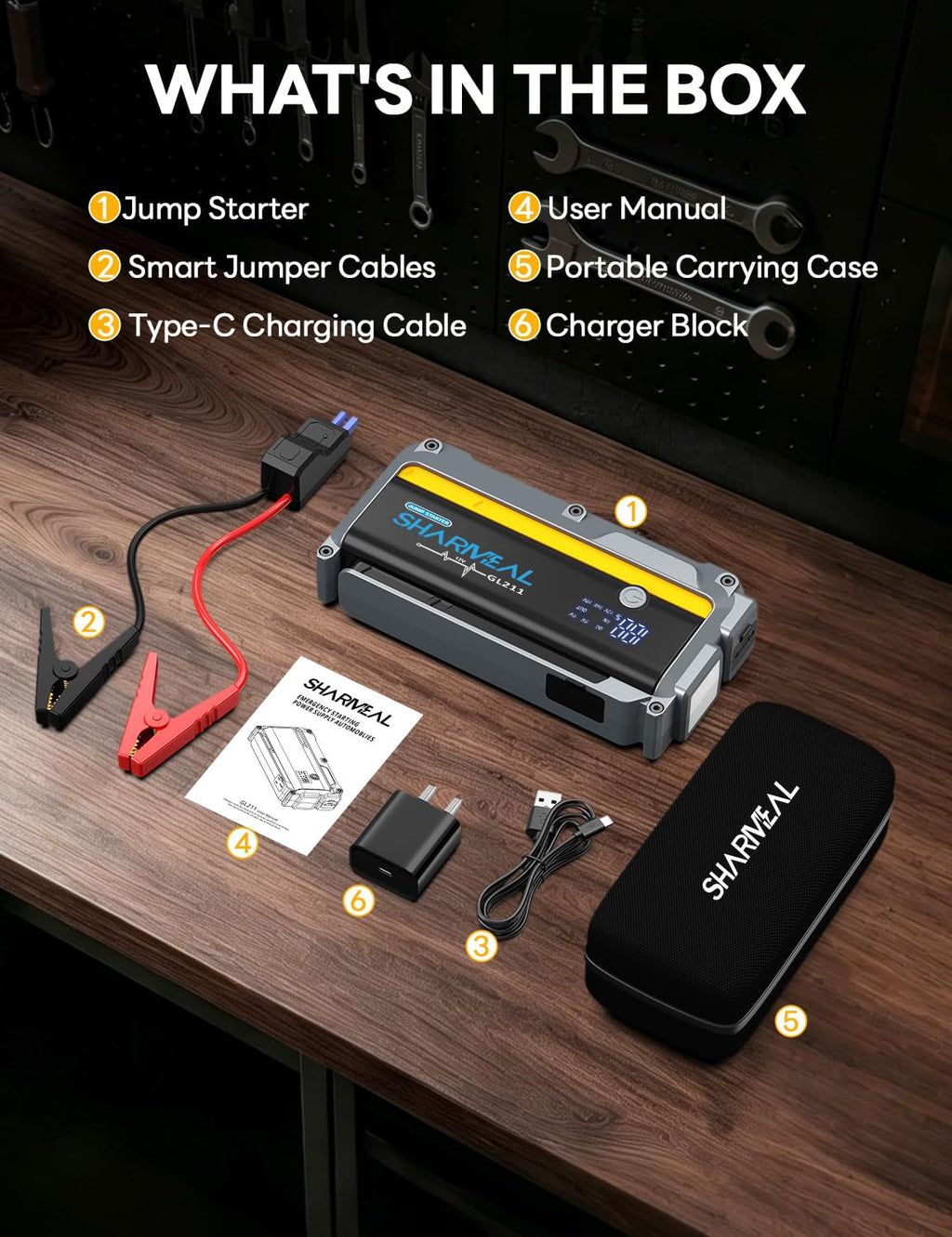 12000mAh 12V Portable Jump Starter with Flashlight and Jumper Cable A409768